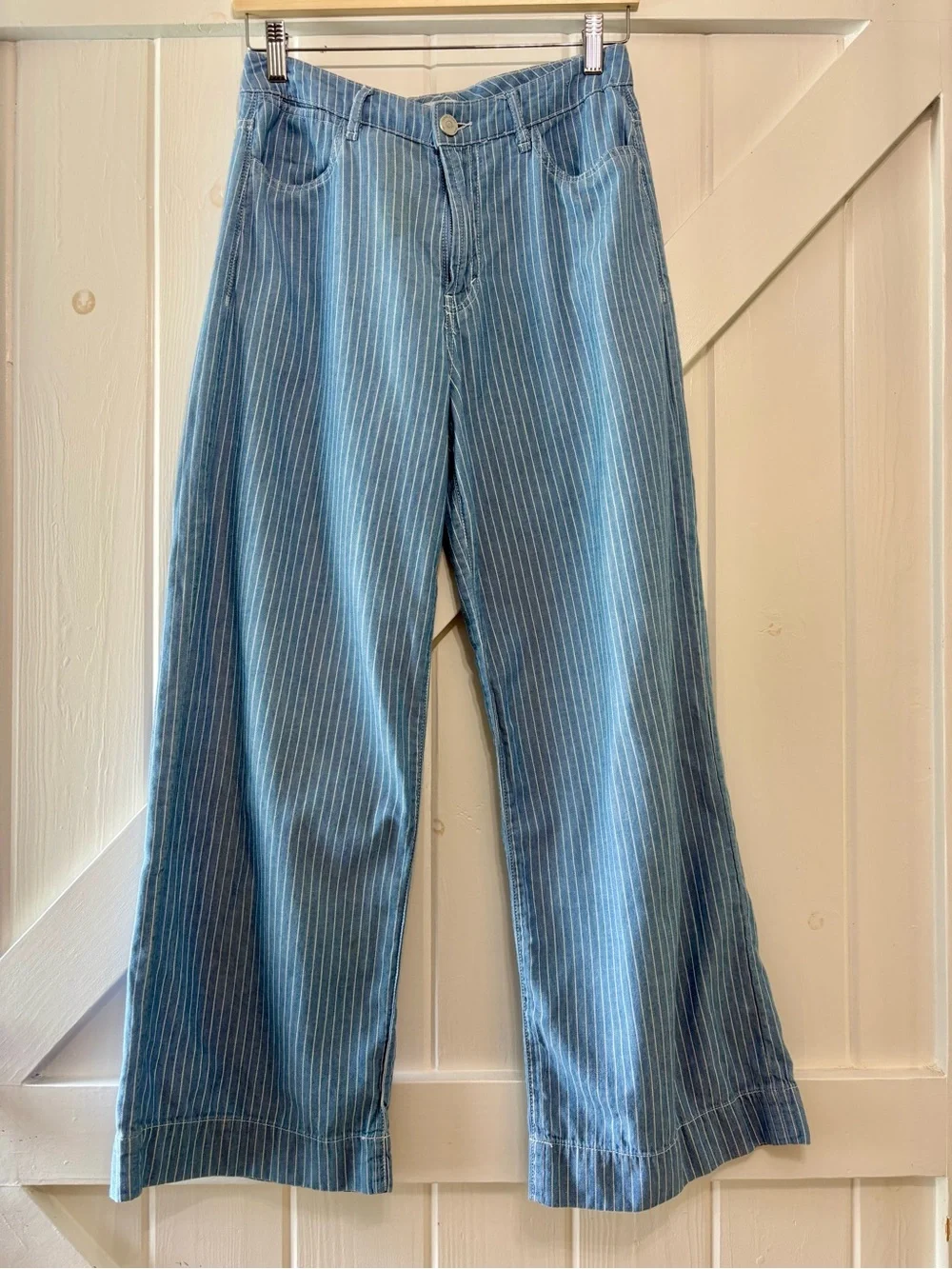 Habitual Light Blue Wide Leg Pinstripe Jeans 26 Coastal Cotton Breezy